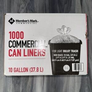 Member's Mark Commercial Can Liners - Clear, 10 Gallon, 1000 Count